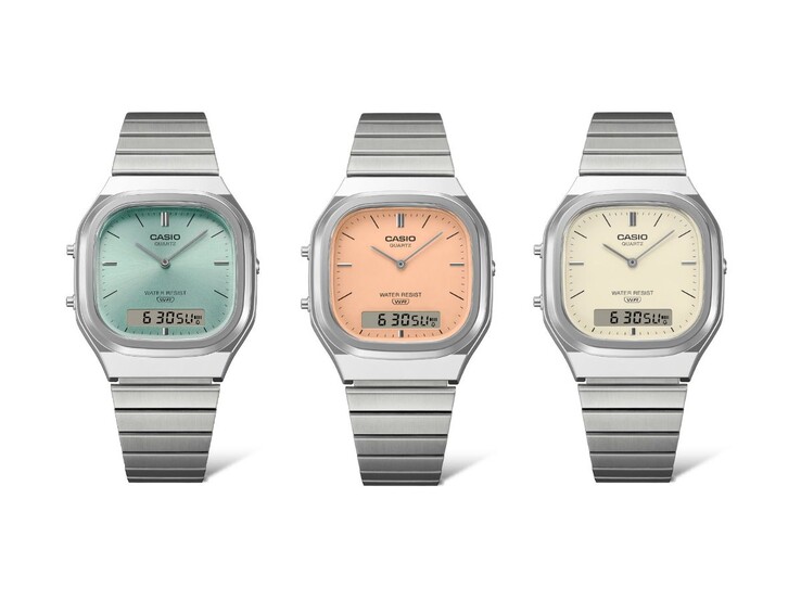 From left to right: the Casio Vintage AQ-240E-2A, AQ-240E-4A and AQ-240E-7A2 watches
