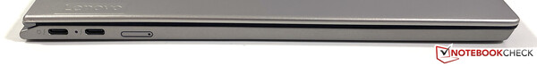 Lenovo ThinkPad X1 Titanium Yoga دارای دو پورت Thunderbolt 4 است و از نظر گزینه های اتصال چیز دیگری ندارد (تصاویر: Andreas Osthoff)