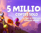 Pictured - the graphic shared by Aggro Crab's X account to celebrate 5 million copies being sold. (Image source: @Aggro Crab on X/Twitter)