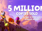 Pictured - the graphic shared by Aggro Crab's X account to celebrate 5 million copies being sold. (Image source: @Aggro Crab on X/Twitter)