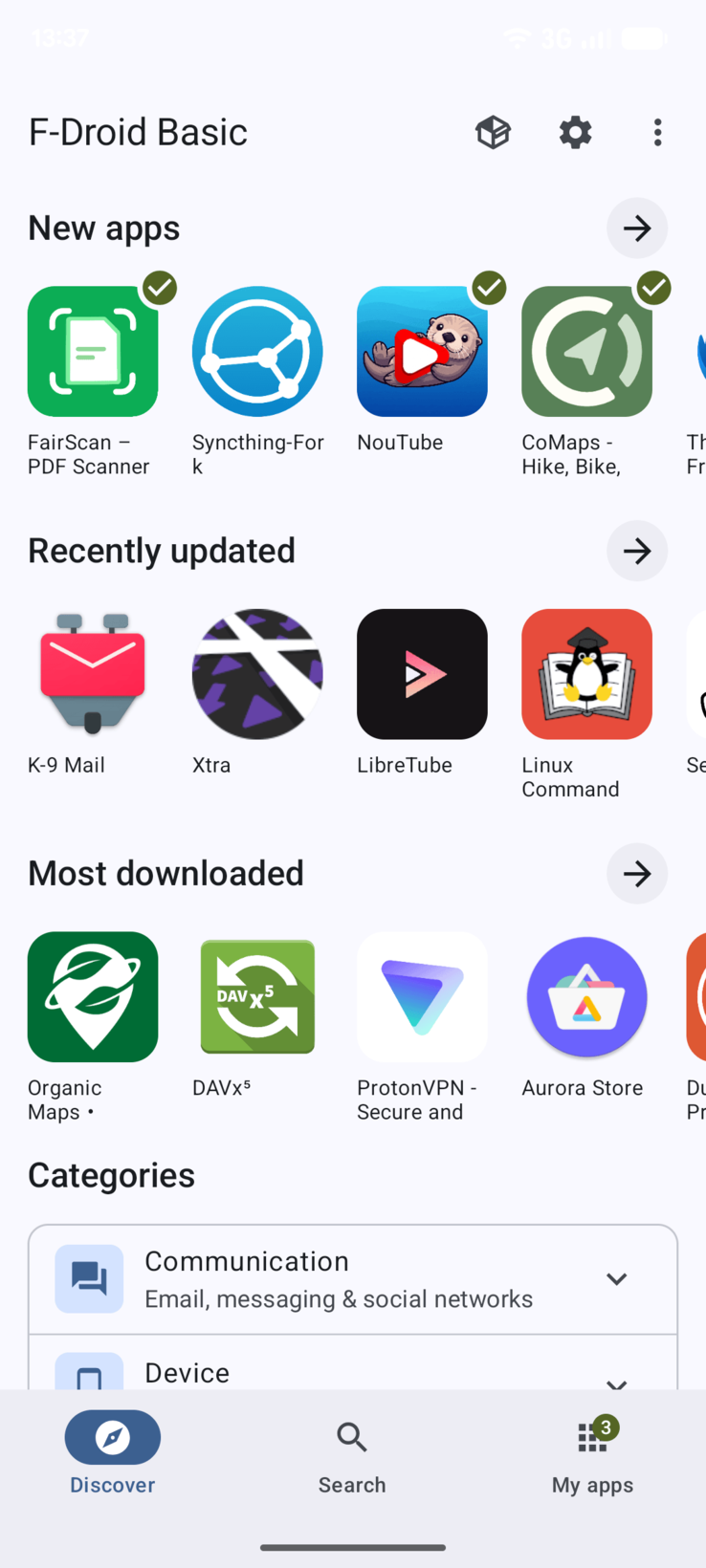 Redesgined F-droid app interface