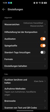 Camera settings