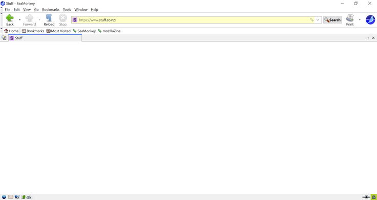 Version 2.53.22: Stuff.co.nz doesn't load at all not unlike the Firefox 128-based 2.53.21 (Image source: Screenshot - Notebookcheck)