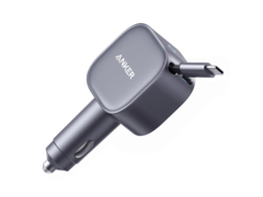 The Anker Nano 75W Car Charger, featuring a retractable USB-C cable and another USB-C port. (Image source: Anker/Amazon)