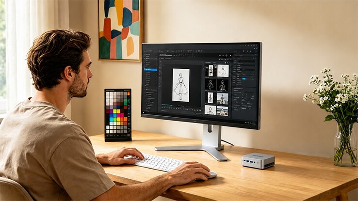 The roughly 0.6 L AceMagic F2A mini PC packs a lot of performance in a compact footprint. 