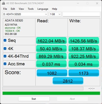 Performance check using the ADATA SE920 via USB4
