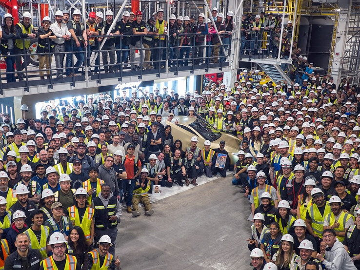 The first production Cybercab at Giga Texas.