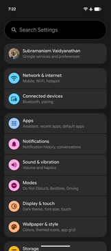 Settings page