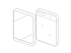Samsung&#039;s alleged rollable phone is said to expand vertically as seen in reported patent filing. (Image source: DomoAI and xleaks7)
