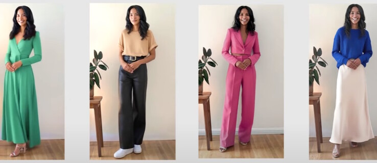 The Doppl app uses AI to dress the user with the selected clothes, simulating the fit and drape in motion videos. (Image source: Google Labs)
