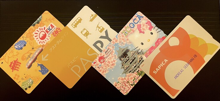 برخی از سریع ترین بلیط های الکترونیکی در جهان: کارت های آی سی ژاپنی.  (عکس: آندریاس سبایانگ/Notebookcheck.com)
