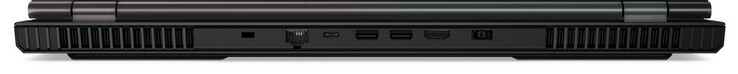 Back: slot for a cable lock, Gigabit Ethernet, USB 3.2 Gen 1 (Type-C, DisplayPort), 2x USB 3.2 Gen 1 (Type-A), HDMI 2.0, power