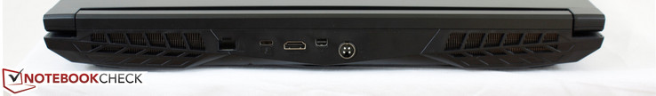 Rear: Gigabit Ethernet, USB Type-C + Thunderbolt 3, HDMI 2.0, mDP 1.2, AC adapter
