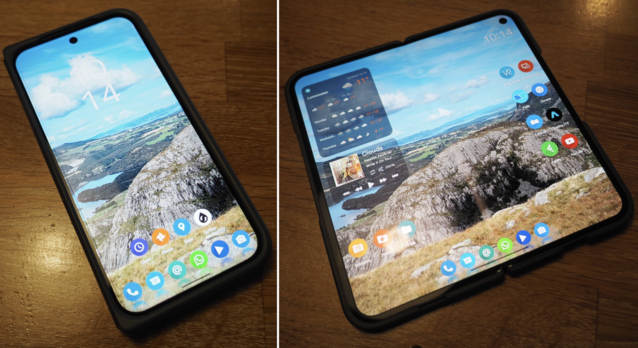 Octopi Launcher lets you set a different layout for the inside and outside screens of your foldable, a basic feature Google has yet to fix (Image Source: Notebookcheck)