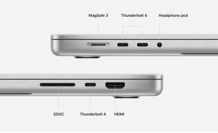 Apple's new MacBook Pro models feature three Thunderbolt 4 ports powered by Intel. (Image: Apple)