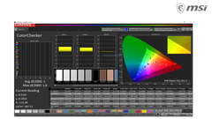 MSI 4K panel - Average Delta E 2000 value of 1 in sRGB indicating highly accurate colors. (Image source: MSI)