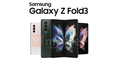 A new Z Fold3 render. (Source: 91Mobiles)