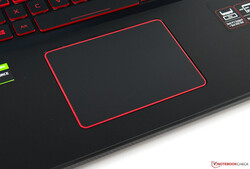 A close-up of the trackpad on the Aspire Nitro 5 AN517