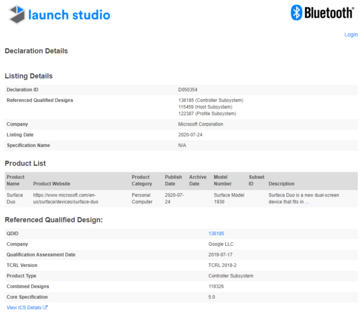 The Surface Duo at the Bluetooth SIG. (Image source: Bluetooth SIG)