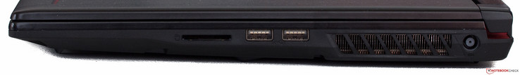 Right: SD-card reader, 2x USB-A 3.0, power supply