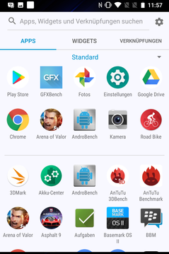Default app drawer and some of the pre-installed apps on the KEY2 LE