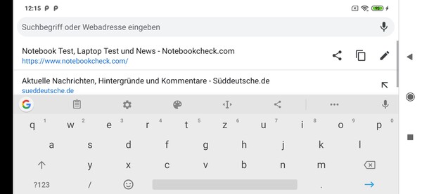 Keyboard in landscape mode