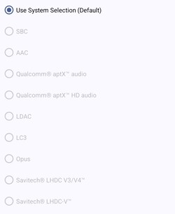 Available Bluetooth audio codecs