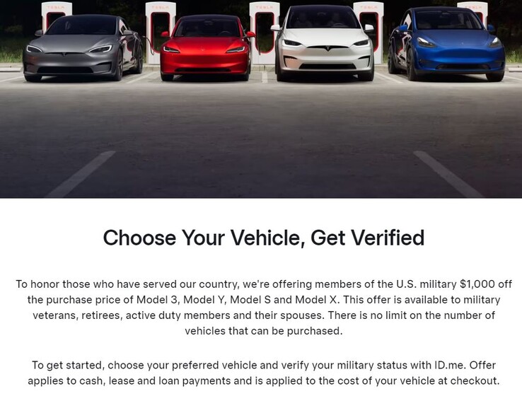 Tesla Military Purchase Program. (Image source: Tesla)