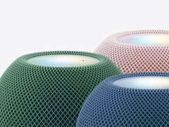 The HomePod mini 2 in three of its five launch colours.