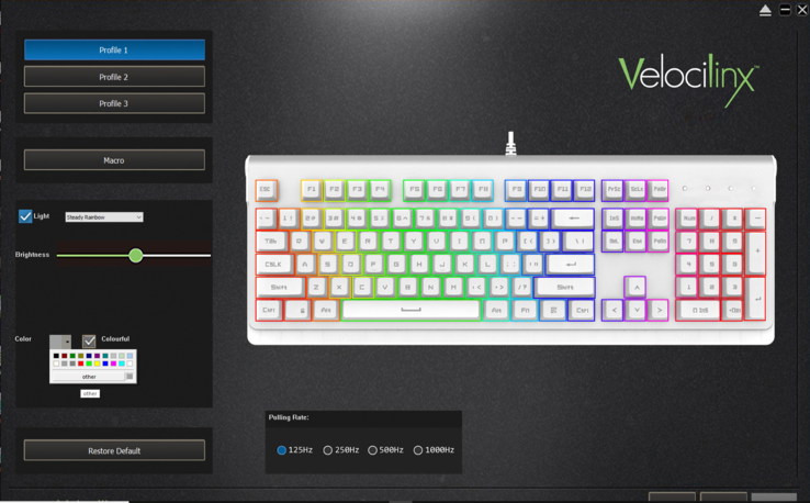 Each and every key can be customized or turned into a Macro key. Four polling rate options are available. Annoyingly, the software window is fixed and cannot be resized