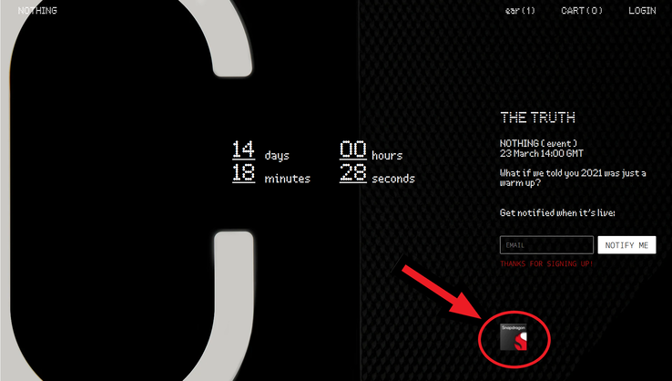 Nothing sneaks a hint at Snapdragon hardware in its next product into its launch announcement. (Source: Nothing)