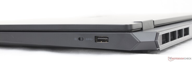 Right: Camera kill switch, USB-A (5 Gbps)