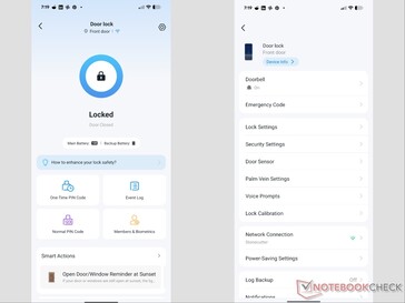 Tapo app homepage and smart lock settings.