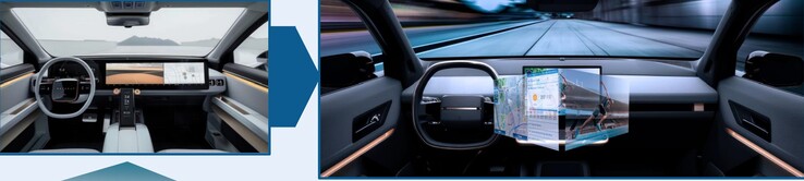 The JDI Dual Touch 2VD monitor eliminates dangerous displays positioned in front of riders, allowing for optimal airbag placement inside a vehicle. (Image source: JDI)
