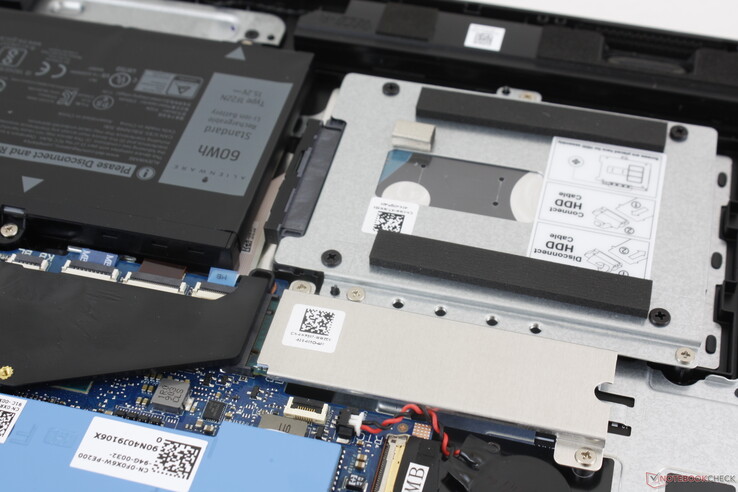 Both M.2 and 2.5-inch SATA bays are protected by aluminum plates