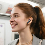 The MeloBuds N70 wireless earbuds cost $59.99. Pictured: a promo picture of the buds. (Image source: QCY)