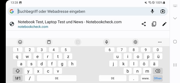 Keyboard in landscape mode