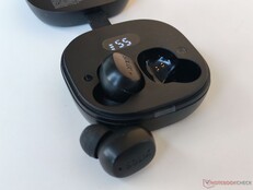 The charging case has a display