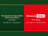 The Legend of Zelda 40th Anniversary and Nintendo Direct announcement dates side by side