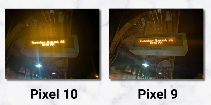 A sample image comparing Pixel 10 to Pixel 9 (Image source: 9to5Google via YouTube)