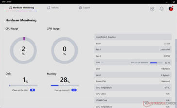 Real-time system vitals screen