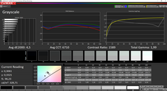 CalMAN: Grayscale before calibration (sRGB target color space)