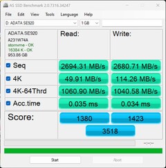 Connection: USB Thunderbolt 4 | Data size: 1 GB on the Geekom XT13 Pro
