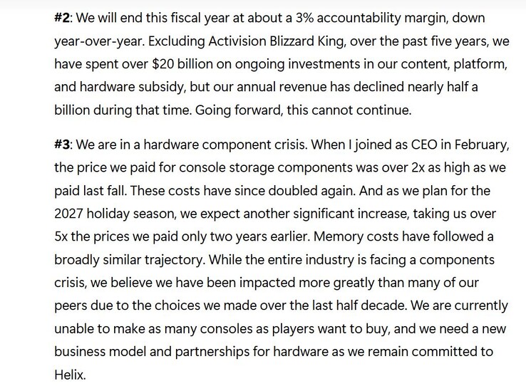 A part of Asha Sharma's internal memo to Xbox employees.