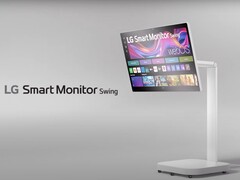 The LG Smart Monitor Swing borrows the LG StanbyME's wheeled stand. (Image source: LG)