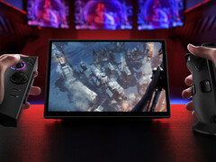 The November 2025 game giveaway lineup is worth over $50. Pictured: Legion Go 2 running Frostpunk. (Image source: Lenovo and Steam)