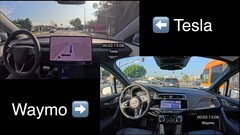 Tesla FSD 13 vs Waymo drive (Image source: WholeMars/YT)