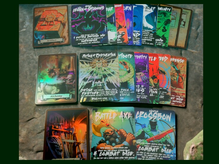 The cards that come with Joe Manganiello's Crypt of Perpetual Darkness are distinctly metal band-inspired