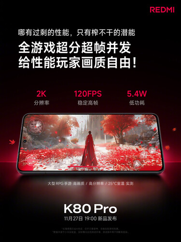 The Redmi K80 Pro should be joined by at least one other Redmi K80 series handset during next week's launch event. (Image source: Xiaomi