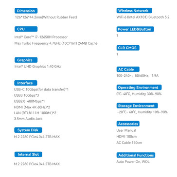 Spec sheet for the i7 variant (Image source: Beelink)